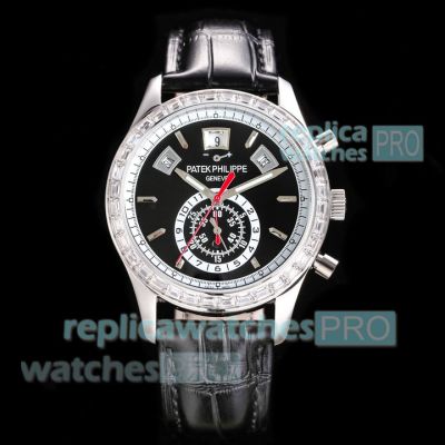 TW Factory Swiss Clone Patek Philippe Complications Cal.240 Black Dial with Baguettes 